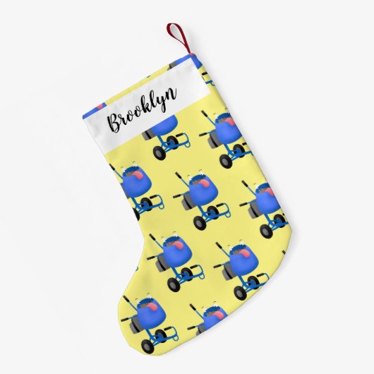 Funny blue cement mixer cartoon illustratie kleine kerstsok (Achterkant (Hangend))