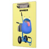 Funny blue cement mixer cartoon illustratie klembord (Links)
