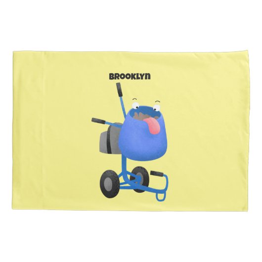 Funny blue cement mixer cartoon illustratie kussensloop (Achterkant)