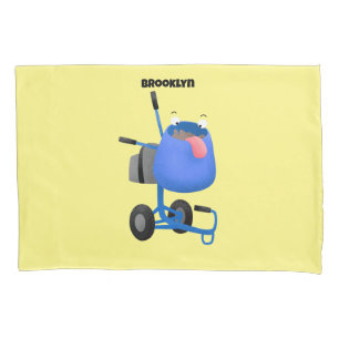 Funny blue cement mixer cartoon illustratie kussensloop