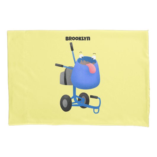 Funny blue cement mixer cartoon illustratie kussensloop (Voorkant)