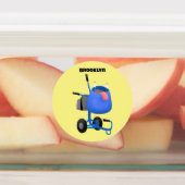 Funny blue cement mixer cartoon illustratie labels (Aangebracht)