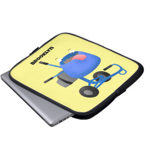 Funny blue cement mixer cartoon illustratie laptop sleeve