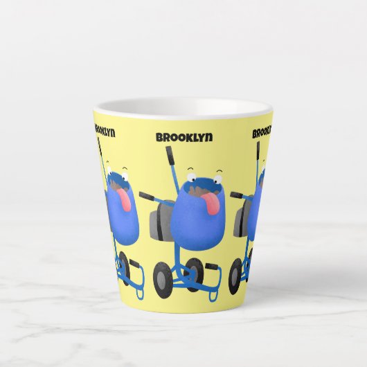 Funny blue cement mixer cartoon illustratie latte mok (Voorkant)