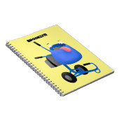 Funny blue cement mixer cartoon illustratie notitieboek (Rechterzijde)