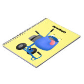 Funny blue cement mixer cartoon illustratie notitieboek (Linkerzijde)