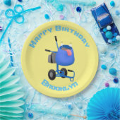 Funny blue cement mixer cartoon illustratie papieren bordje (Feest)