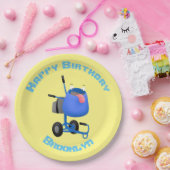 Funny blue cement mixer cartoon illustratie papieren bordje (Feest)