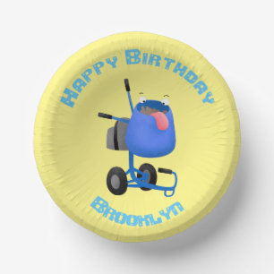 Funny blue cement mixer cartoon illustratie papieren kommen