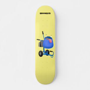 Funny blue cement mixer cartoon illustratie persoonlijk skateboard