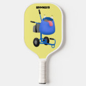 Funny blue cement mixer cartoon illustratie pickleball paddle (Achterkant)