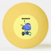Funny blue cement mixer cartoon illustratie pingpongbal (Achterkant)
