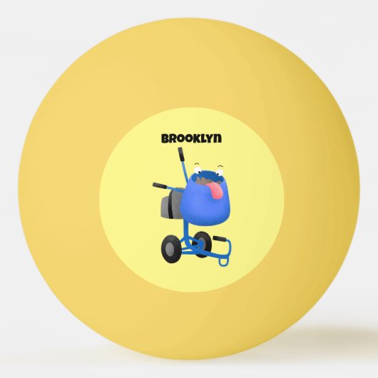 Funny blue cement mixer cartoon illustratie pingpongbal (Voorkant)