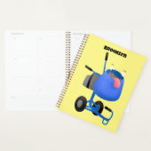 Funny blue cement mixer cartoon illustratie planner (Display)