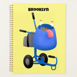 Funny blue cement mixer cartoon illustratie planner
