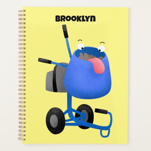 Funny blue cement mixer cartoon illustratie planner (Voorkant)