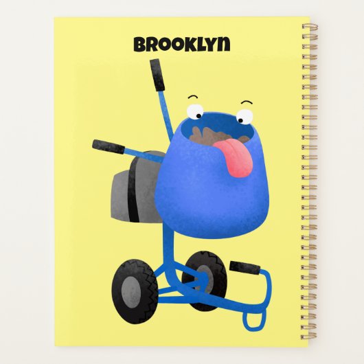 Funny blue cement mixer cartoon illustratie planner (Achterkant)