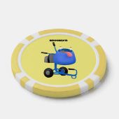 Funny blue cement mixer cartoon illustratie poker chips (Enkel)