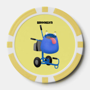 Funny blue cement mixer cartoon illustratie poker chips
