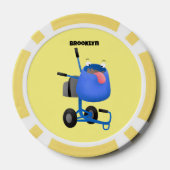 Funny blue cement mixer cartoon illustratie poker chips (Achterkant)