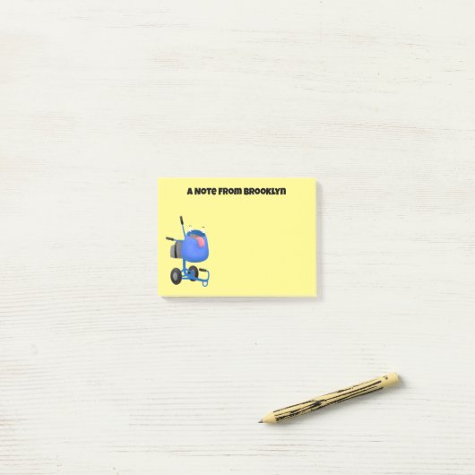Funny blue cement mixer cartoon illustratie post-it® notes (Op bureau)