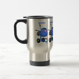Funny blue cement mixer cartoon illustratie reisbeker