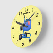 Funny blue cement mixer cartoon illustratie ronde klok (Hoek)