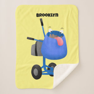 Funny blue cement mixer cartoon illustratie sherpa deken