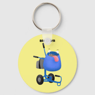 Funny blue cement mixer cartoon illustratie sleutelhanger