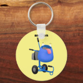 Funny blue cement mixer cartoon illustratie sleutelhanger (Voorkant)