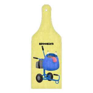 Funny blue cement mixer cartoon illustratie snijplank