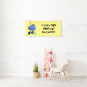 Funny blue cement mixer cartoon illustratie spandoek (Insitu)