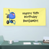 Funny blue cement mixer cartoon illustratie spandoek (Beurs)