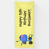 Funny blue cement mixer cartoon illustratie spandoek (Verticaal)