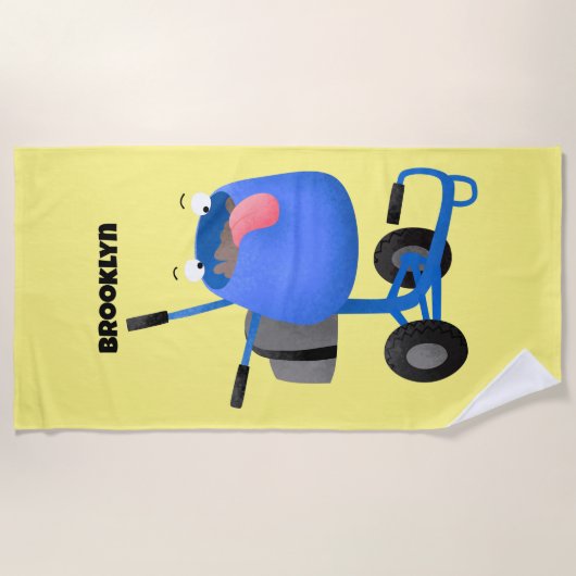 Funny blue cement mixer cartoon illustratie strandlaken (Voorkant)