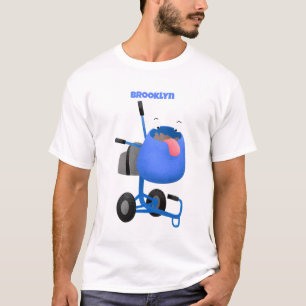 Funny blue cement mixer cartoon illustratie t-shirt
