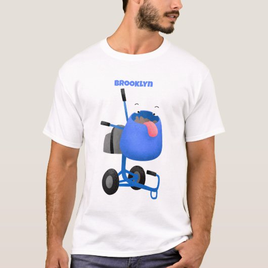Funny blue cement mixer cartoon illustratie t-shirt (Voorkant)