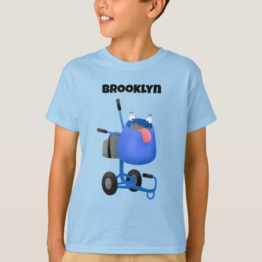 Funny blue cement mixer cartoon illustratie t-shirt (Voorkant)