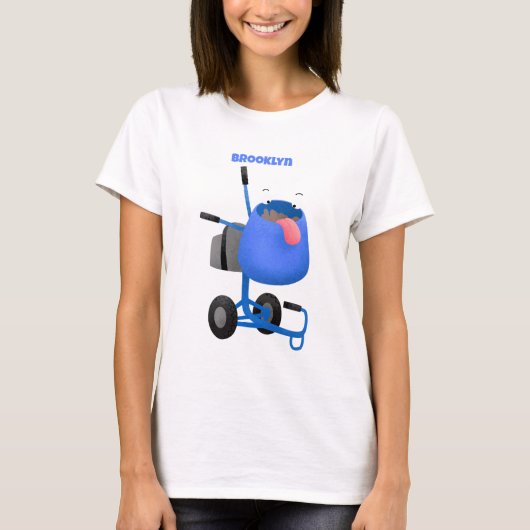 Funny blue cement mixer cartoon illustratie t-shirt (Voorkant)