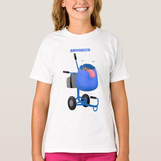 Funny blue cement mixer cartoon illustratie t-shirt (Voorkant)