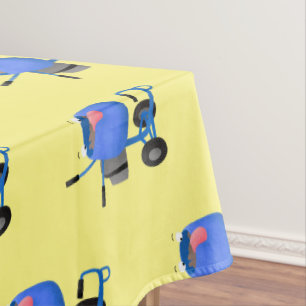 Funny blue cement mixer cartoon illustratie tafelkleed