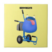 Funny blue cement mixer cartoon illustratie tegeltje (Voorkant)