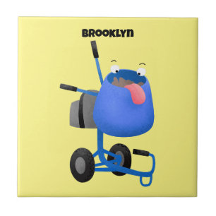Funny blue cement mixer cartoon illustratie tegeltje