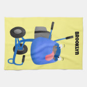 Funny blue cement mixer cartoon illustratie theedoek (Horizontaal)