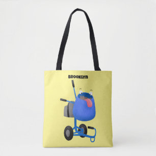 Funny blue cement mixer cartoon illustratie tote bag