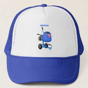 Funny blue cement mixer cartoon illustratie trucker pet