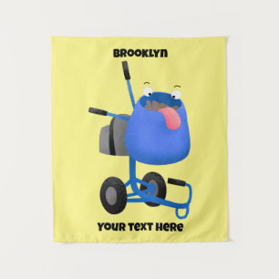 Funny blue cement mixer cartoon illustratie wandkleed