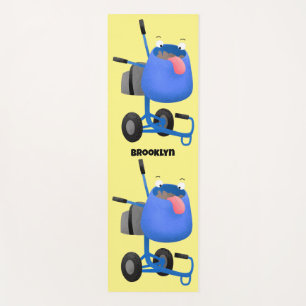 Funny blue cement mixer cartoon illustratie yogamat