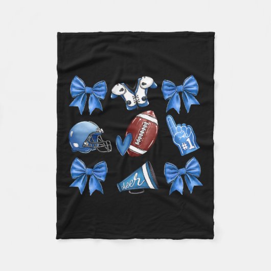 Funny Blue Cheer Football Game Day Coquette Bow To Fleece Deken (Voorkant)