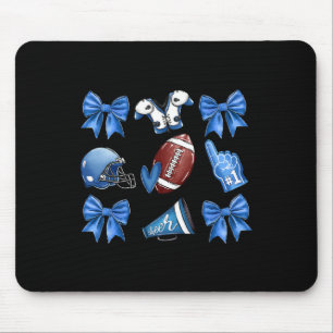 Funny Blue Cheer Football Game Day Coquette Bow To Muismat